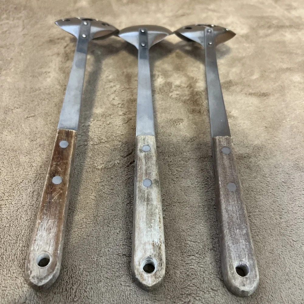 Vintage Household Japan Stainless Steel‎ Serving Spoons Wood Handle